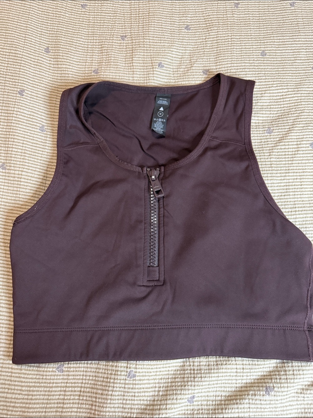 Zip-Front Crop Tank Top in expresso